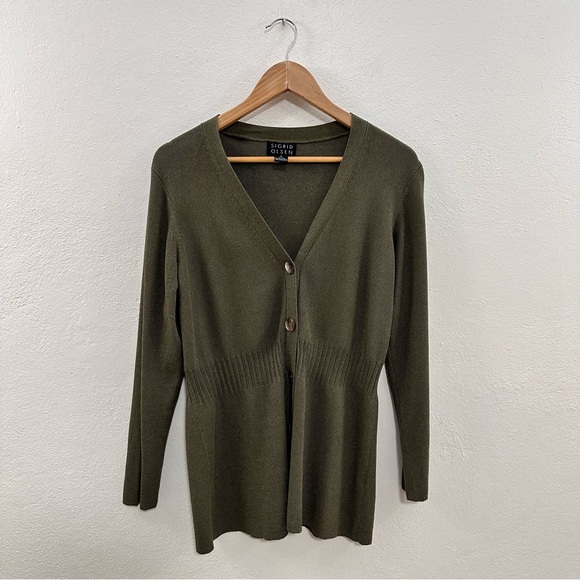 Sigrid Olsen Cardigan Sweater in Green - Picture 1 of 5